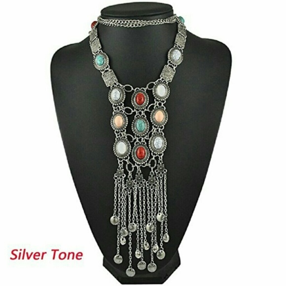 RESTOCK!! 5-Star Long Stone Retro Boho Necklace - Picture 2 of 8